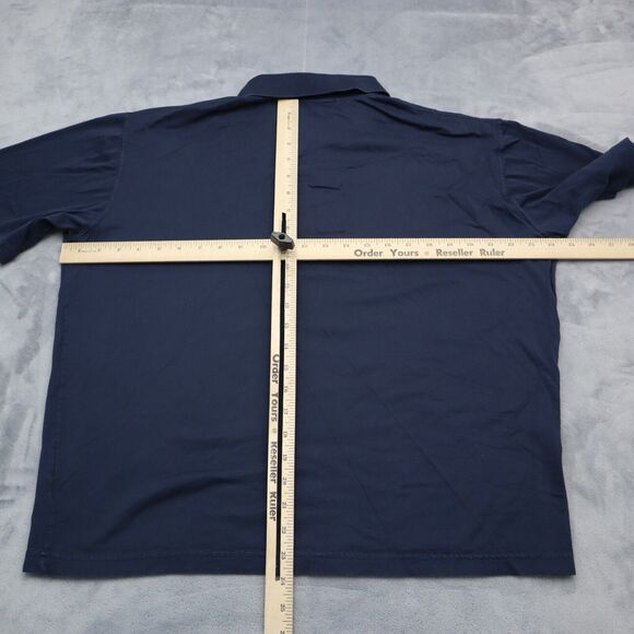 Franco Ziche Shirt Mens L Blue Plain Chest Button Short Sleeve Collared Top - Picture 3 of 16